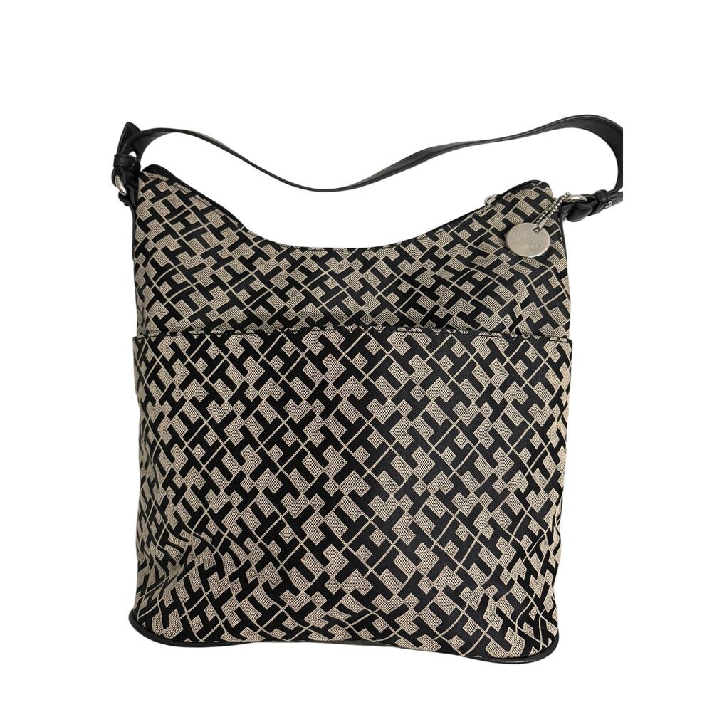 Tommy Hilfiger Black & Tan Monogram Tote Bag - Picture 2 of 5
